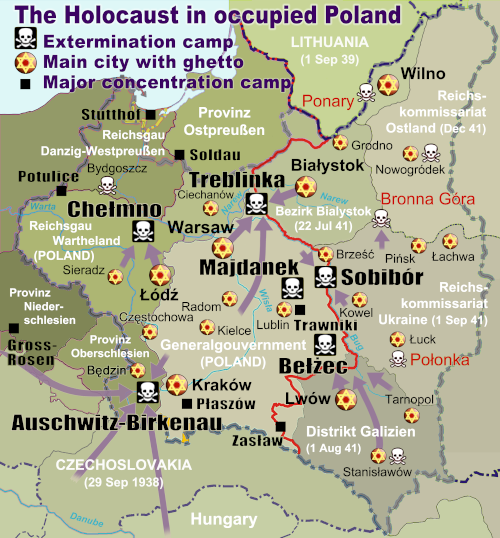 koncentrační tábory mapa 